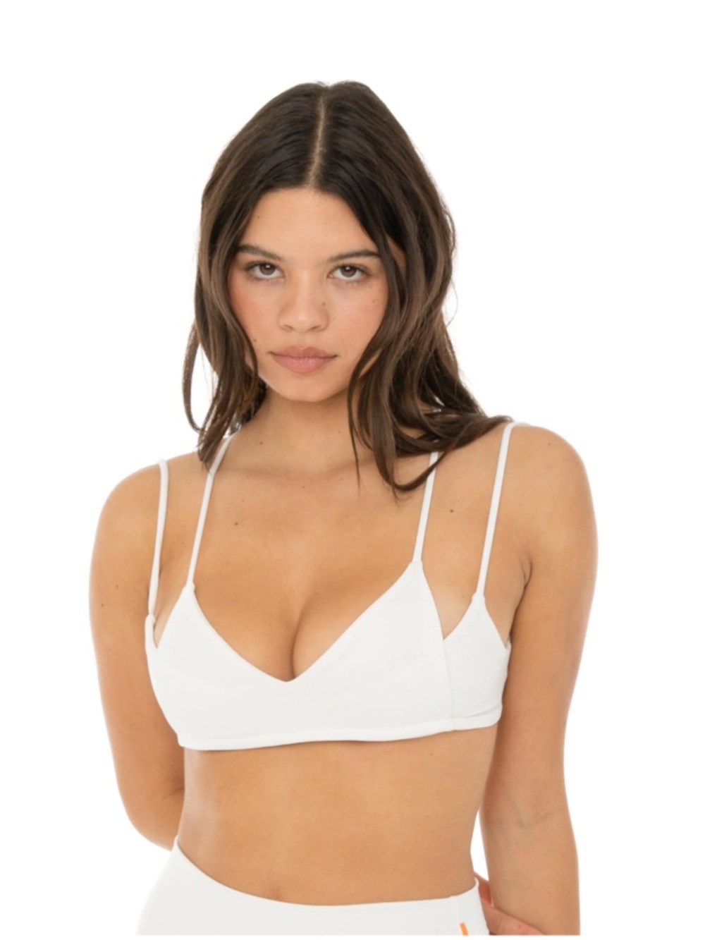 ARE YOU AM I Iida White Double-Strap Sporta Bra Top L